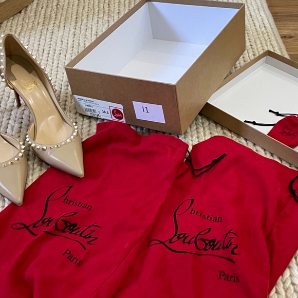 Louboutin Irishell 85 Nappa Nude 1/White Gold - Picture 3 of 4